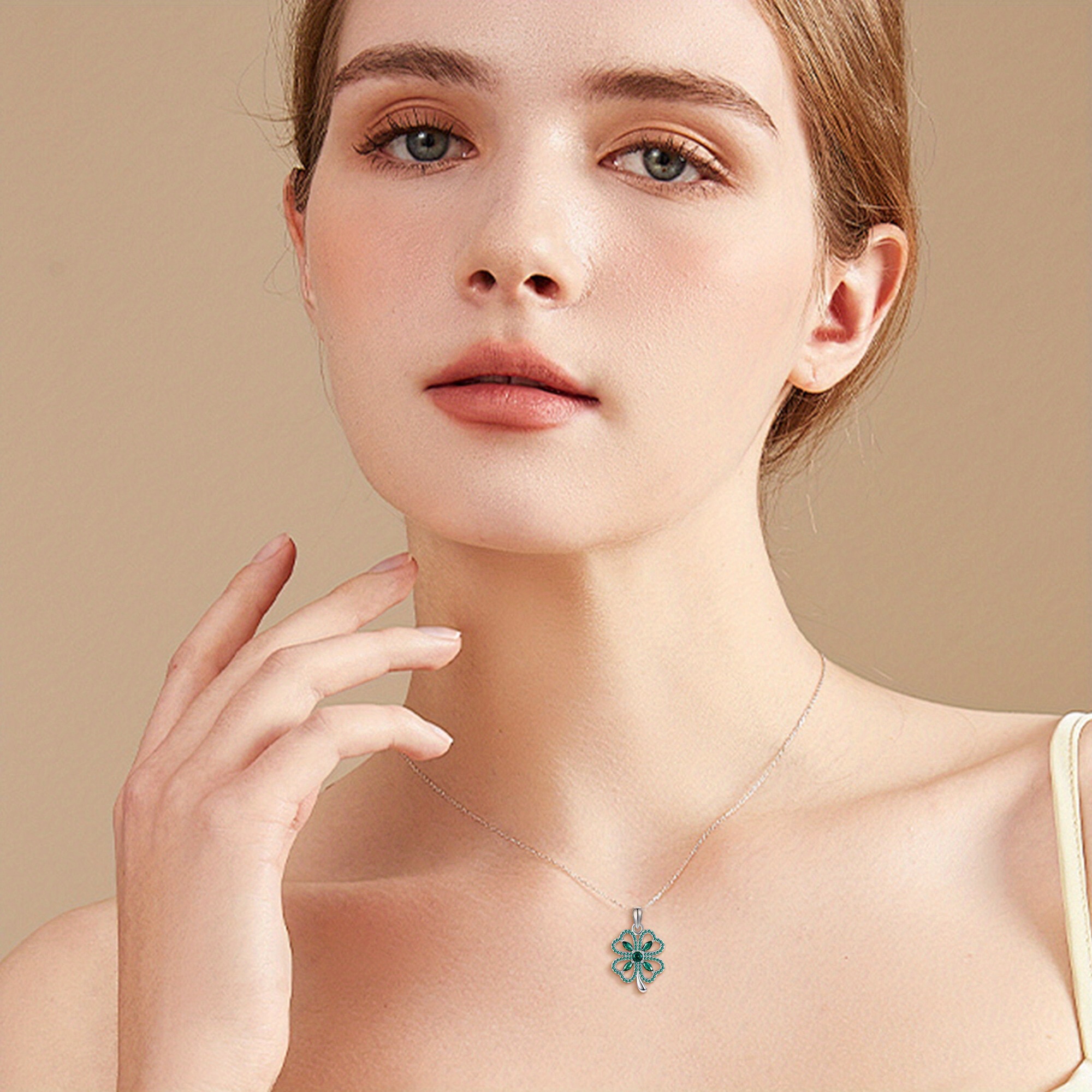 Women's 925 Sterling Silver Four Leaf Clover Necklace